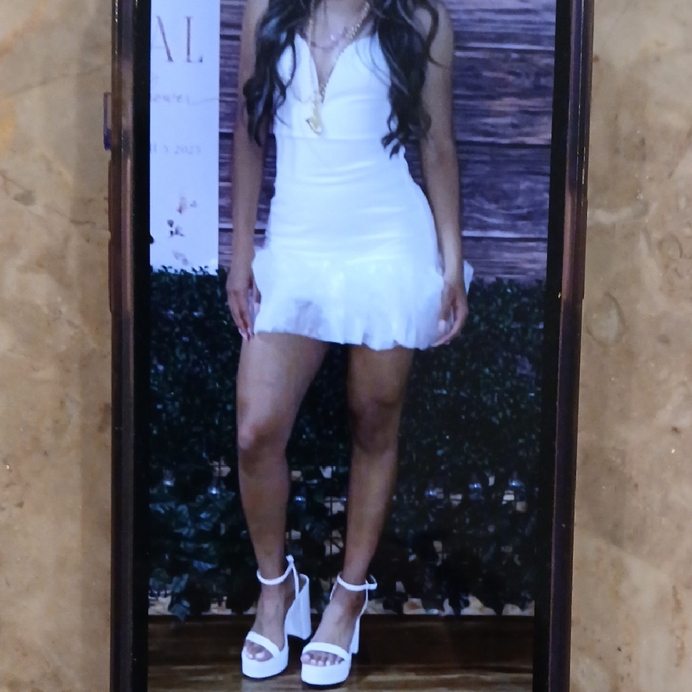 Privy White Ruffled Mini Dress
